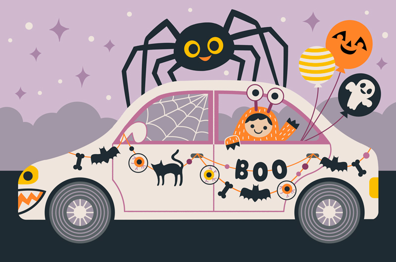 Flora Chang Decorated Halloween Car