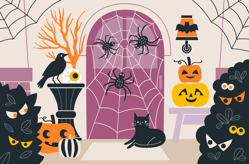 Flora Chang Halloween Decorated Front Door