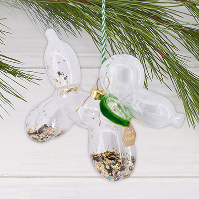 Green and Gold Balloon Dog Christmas Ornament 1 HGO3539 02 1