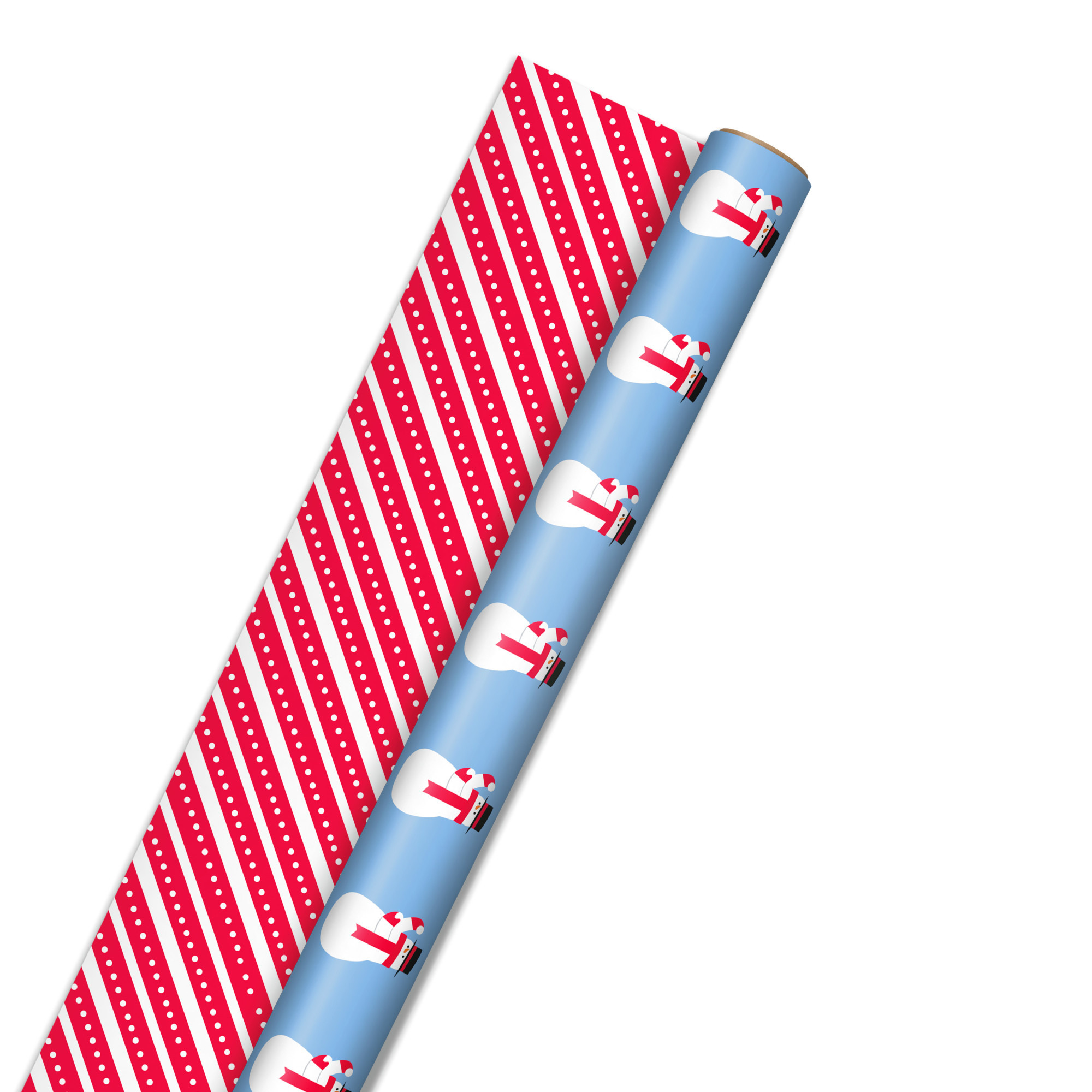 Hallmark Reversible Christmas Wrapping Paper (Santas/Peppermint Stripe) 